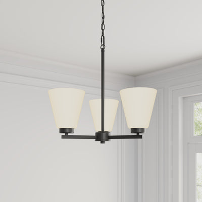 14.75'' Strayhan Matte Black 3 Light Chandelier