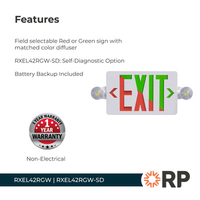 16.75-inch White Exit and Emergency Combo Light