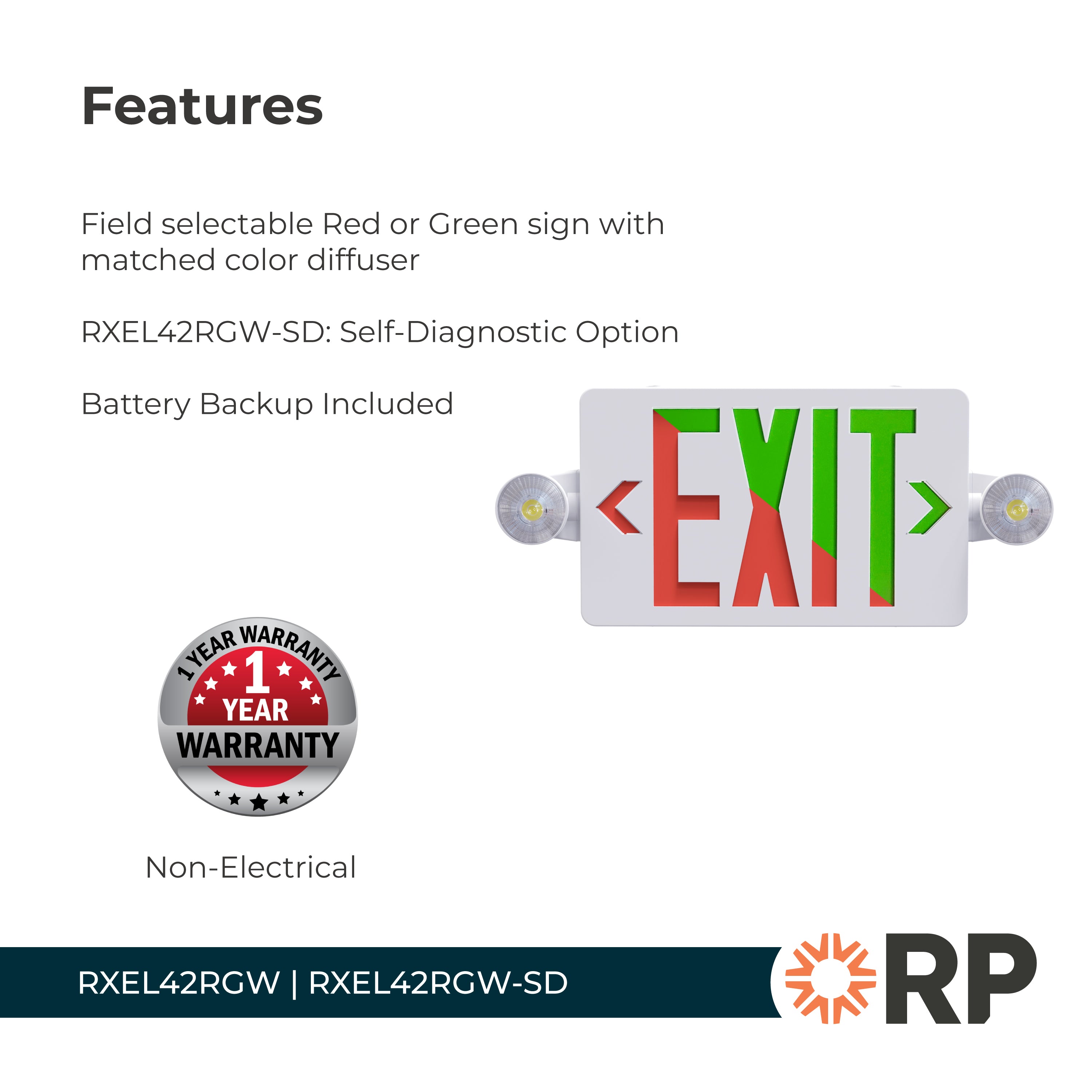 16.75-inch White Exit and Emergency Combo Light with 2.8W Output