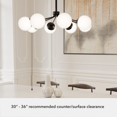 Hepburn 40-inch 8-light Matte Black Chandelier with Cased White Glass