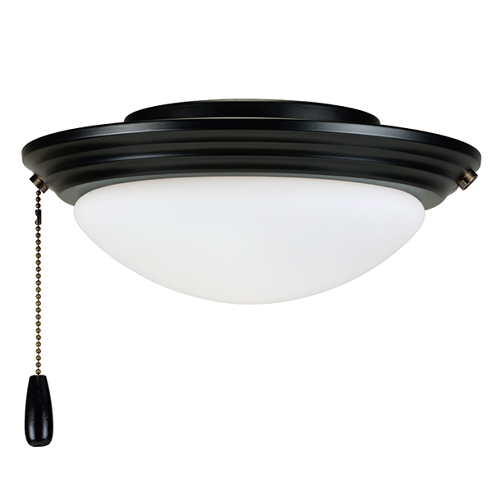 10.75-inch 2-light Matte Black Fan Light Kit with Opal Shade