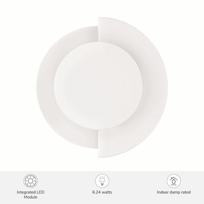Opaline Crest 8-inch 1-light Matte White Ceramic and Luxe Gold 2500K LED Wall Sconce with Matte White Ceramic Shade