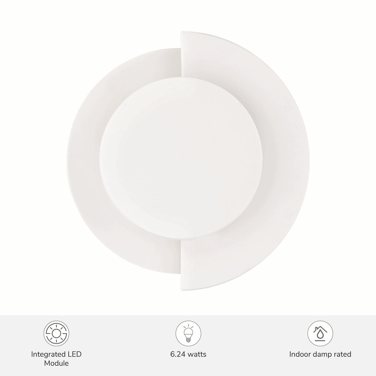 Opaline Crest 8-inch 1-light Matte White Ceramic and Luxe Gold 2500K LED Wall Sconce with Matte White Ceramic Shade