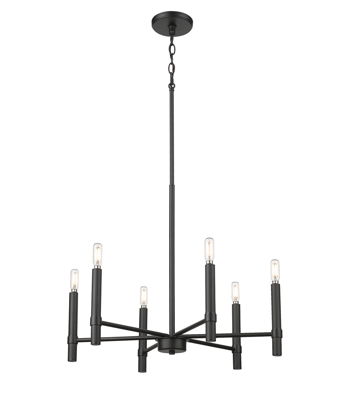 21.25'' Skyva Matte Black 6 Light Chandelier