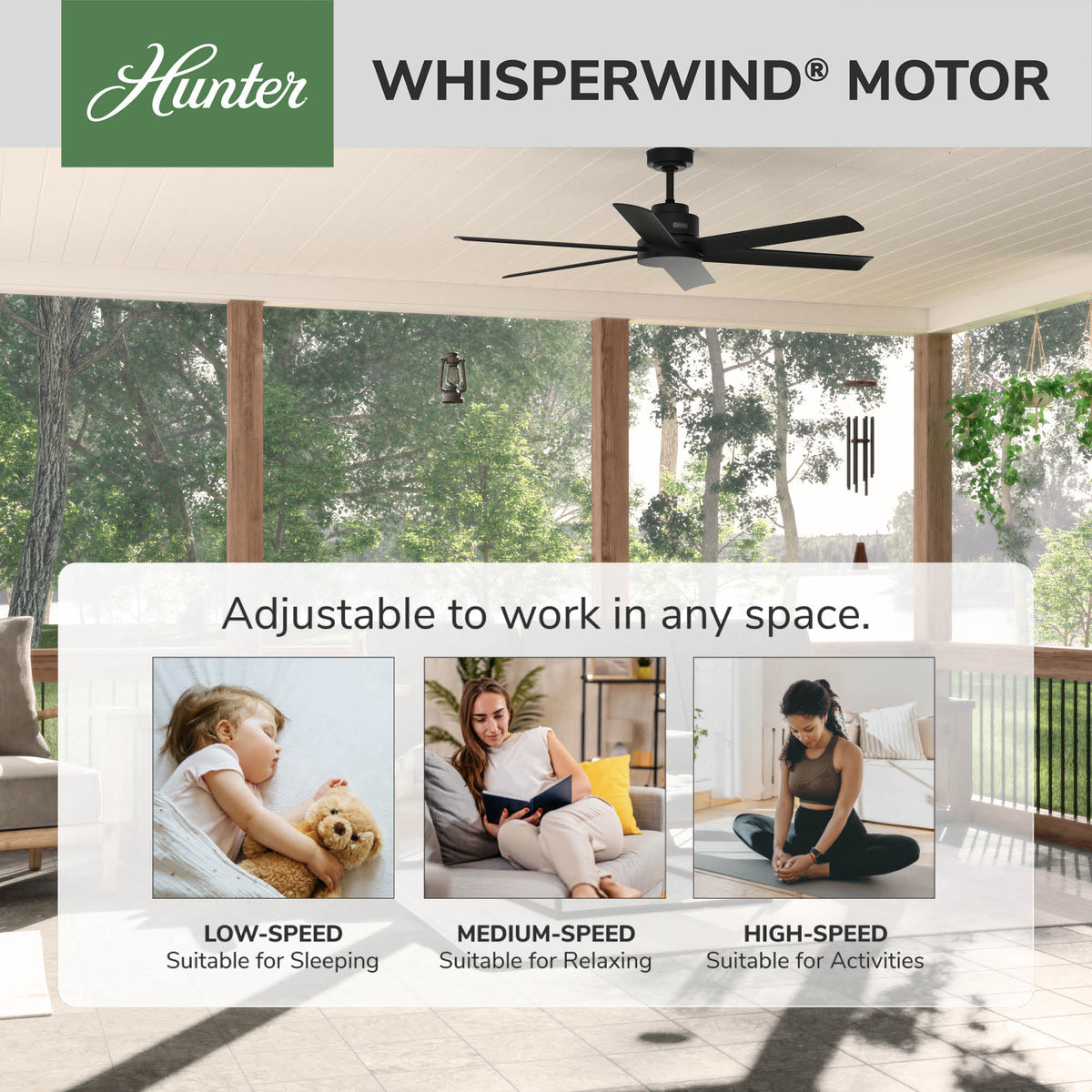 60 inch Kennicott ENERGY STAR® Matte Black Damp Rated Ceiling Fan and Handheld Remote