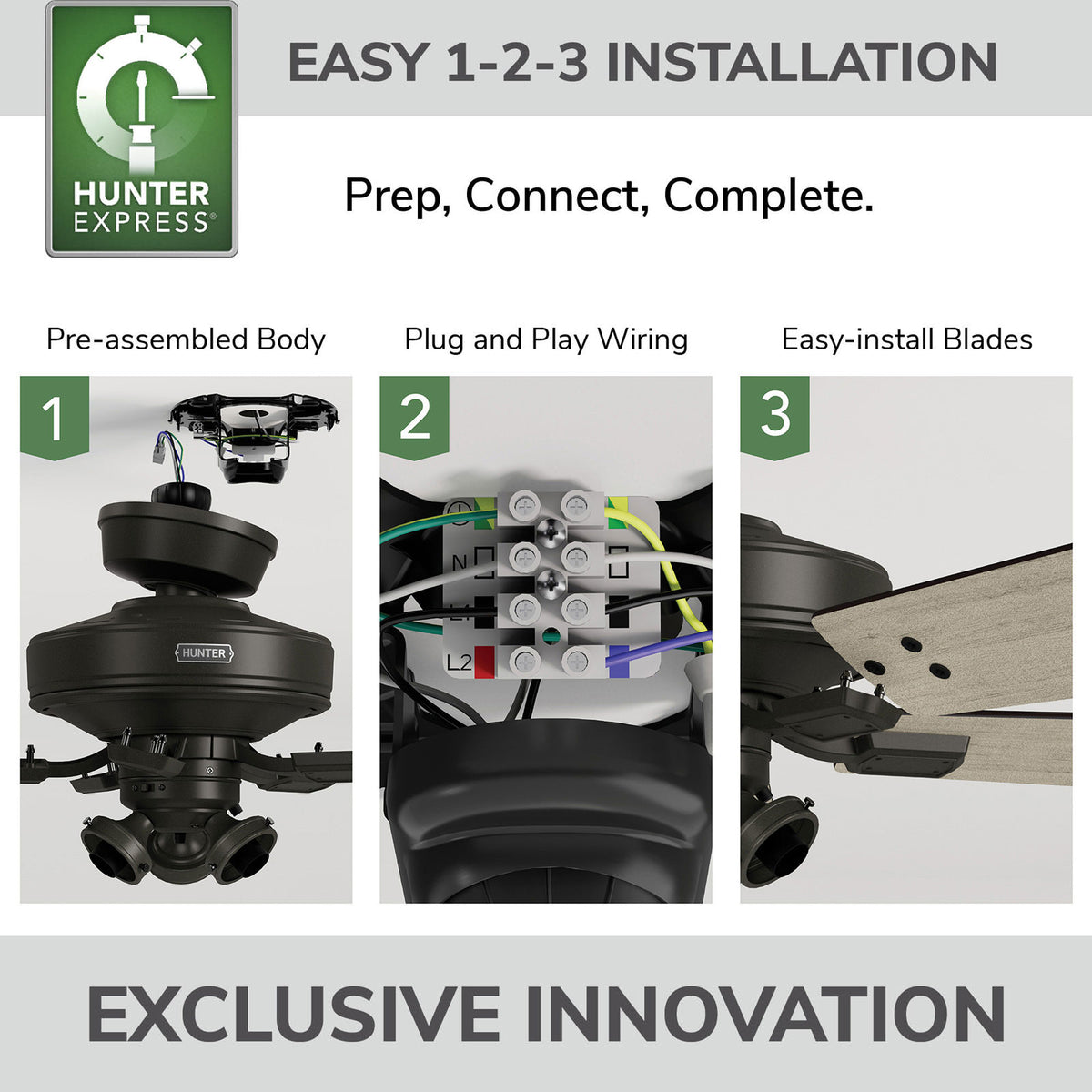 52 inch Crestfield HunterExpress Noble Bronze Ceiling Fan with LED Light Kit and Pull Chain