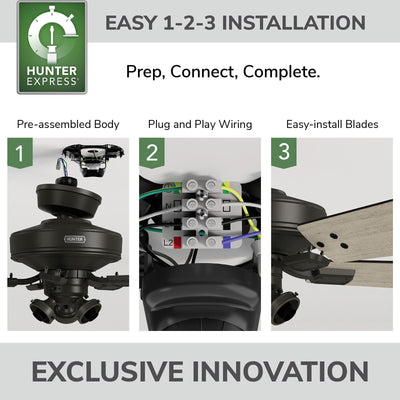 52 inch Crestfield HunterExpress Noble Bronze Ceiling Fan with LED Light Kit and Pull Chain