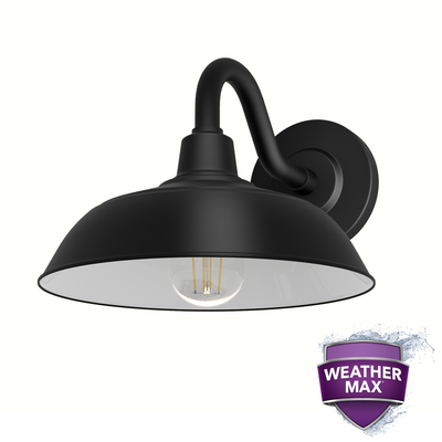 Mill Valley 10-inch 1-light Matte Black and White Outdoor Wall Light with Metal Shade