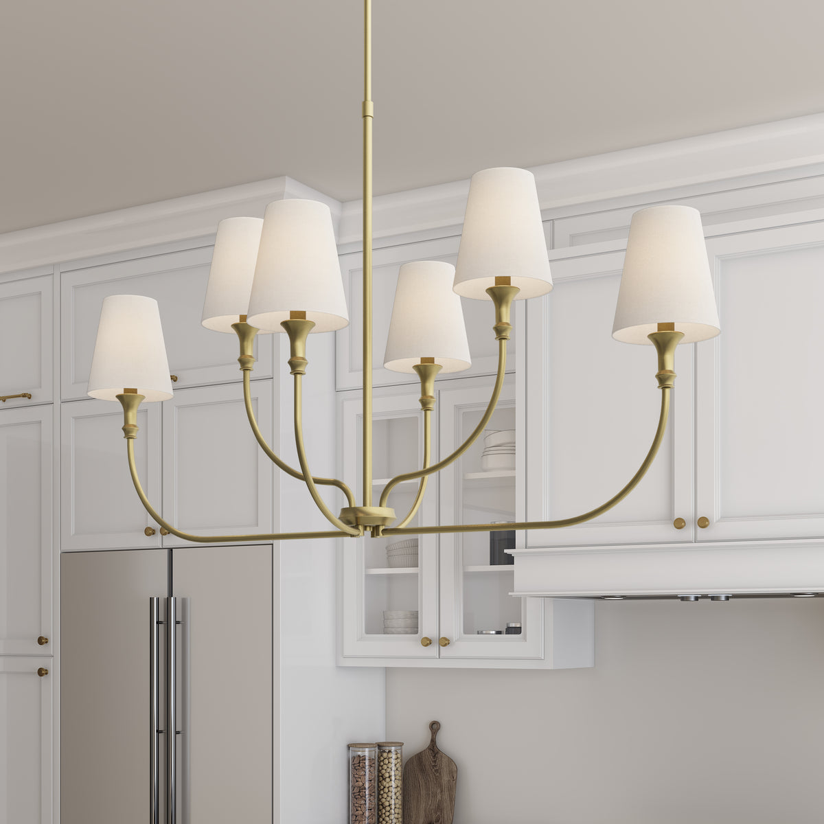 29'' Mairbourne Vintage Brass 6 Light Linear Chandelier