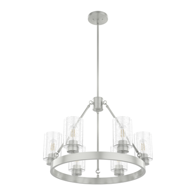 Hartland 24-inch 6-light Brushed Nickel Chandelier with Seeded Glass
