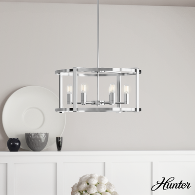 Astwood 26-inch 6-light Polished Nickel Drum Chandelier with Clear Glass