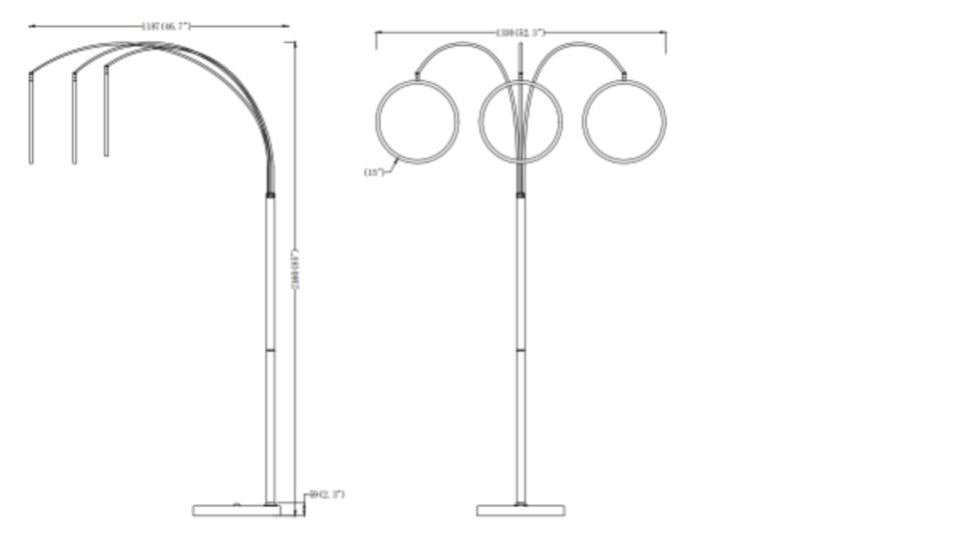 LED Three Ring Hong Kong Arc Floor lamp | Chrome, Not Dimmable