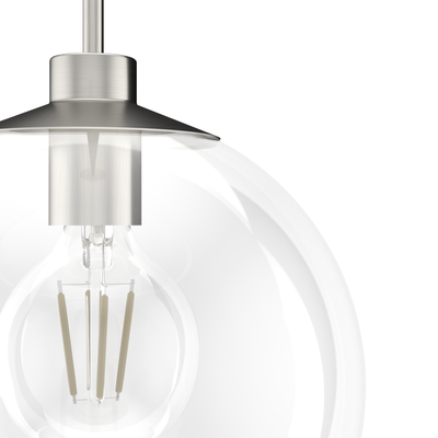 Xidane 12-inch 1-light Brushed Nickel Globe Pendant with Clear Glass