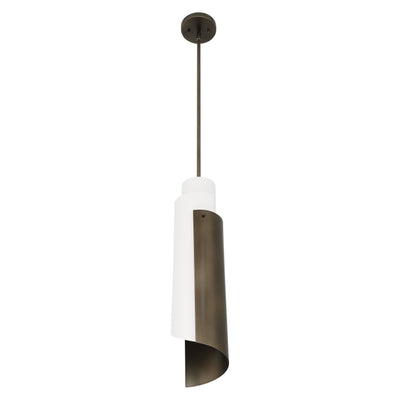 Enzio 6-inch 1-light Forged Bronze Pendant Light with Forged Bronze and Matte White Metal Shade