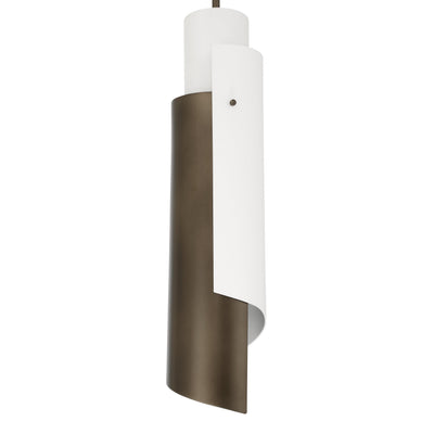 Enzio 6-inch 1-light Forged Bronze Pendant Light with Forged Bronze and Matte White Metal Shade
