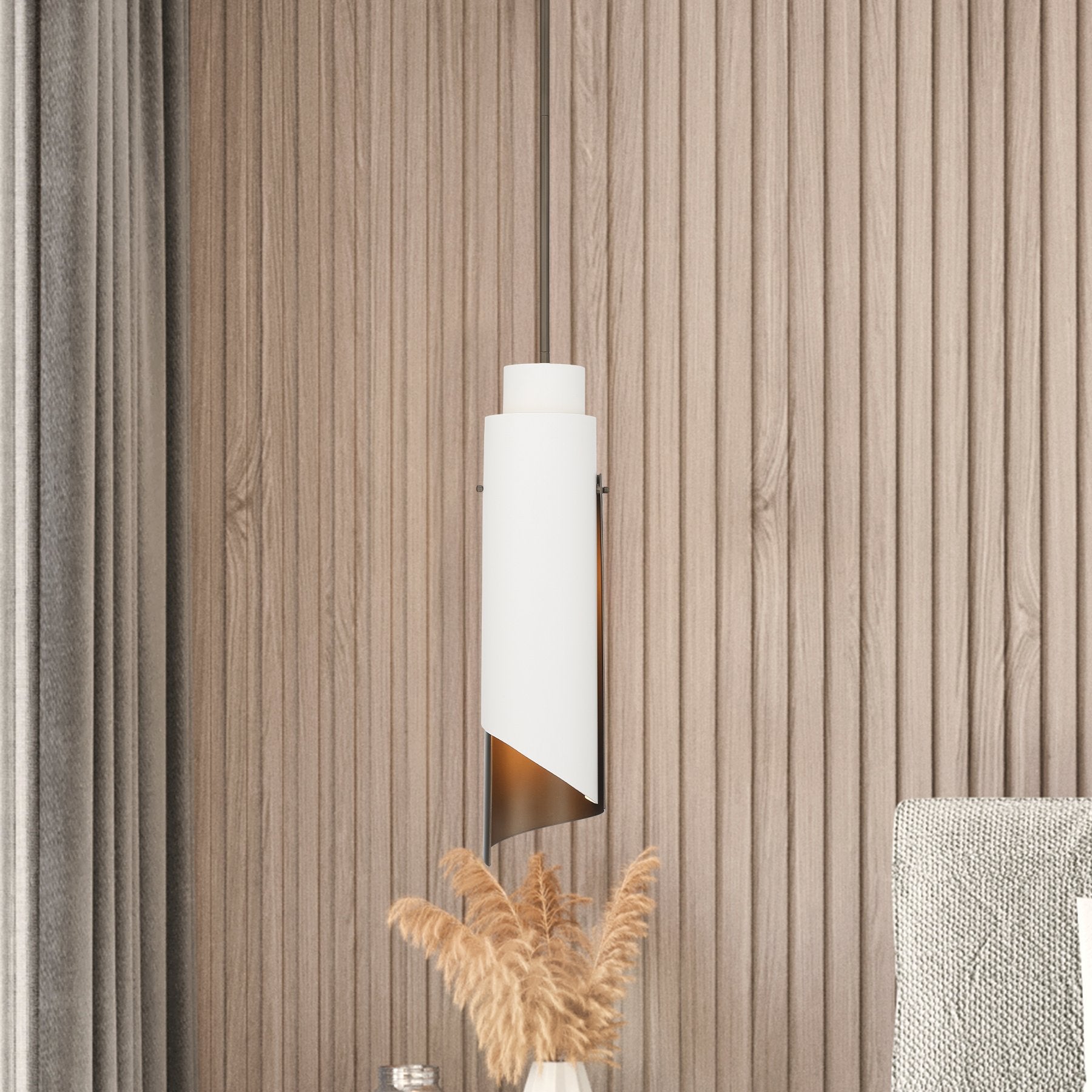 Enzio 6-inch 1-light Forged Bronze Pendant Light with Forged Bronze and Matte White Metal Shade