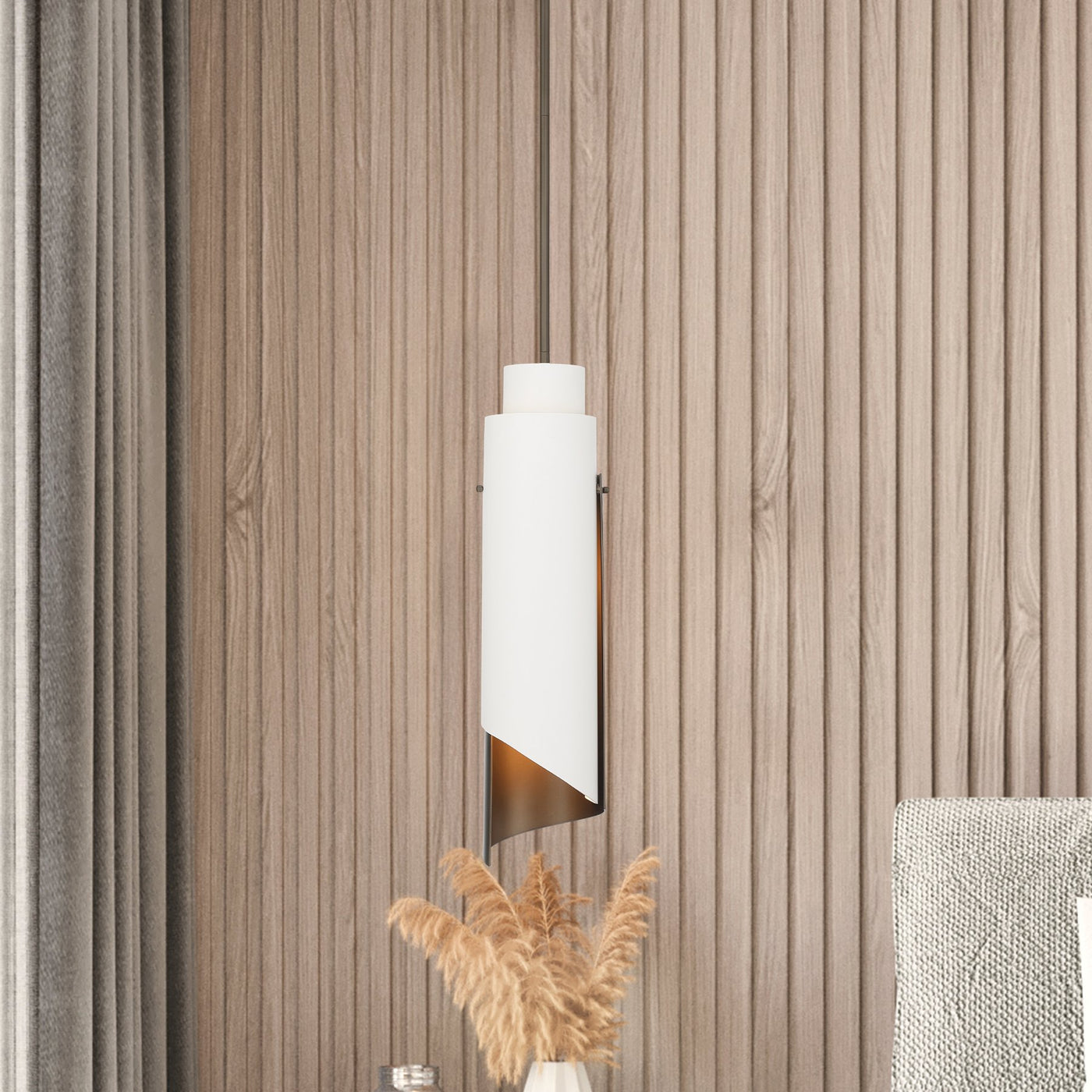 Enzio 6-inch 1-light Forged Bronze Pendant Light with Forged Bronze and Matte White Metal Shade