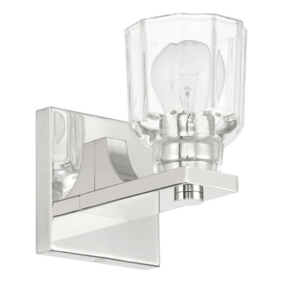 Dryden 5-inch 1-light Polished Nickel Vanity Light with Clear Ribbed Glass Shade