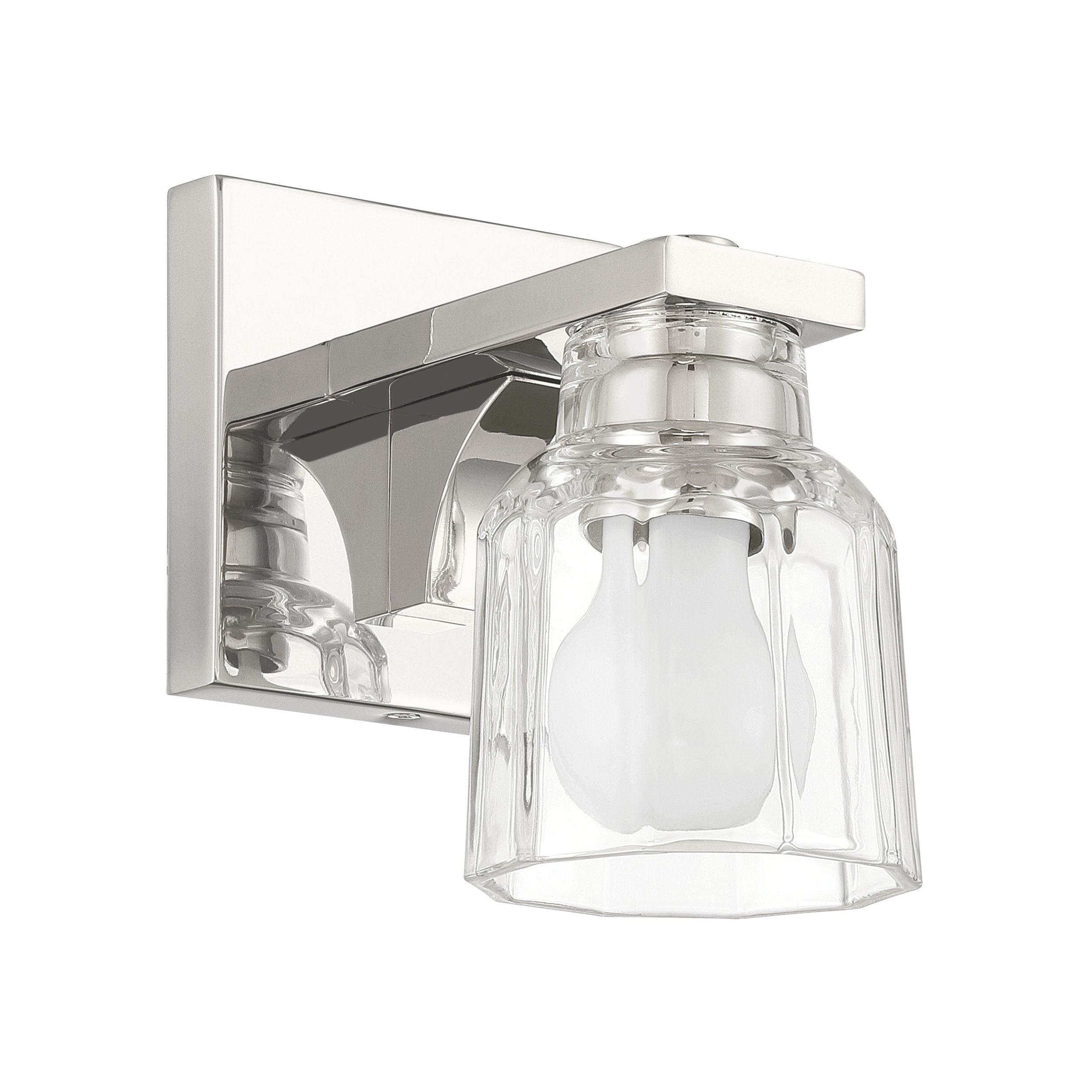 Dryden 5-inch 1-light Polished Nickel Vanity Light with Clear Ribbed Glass Shade