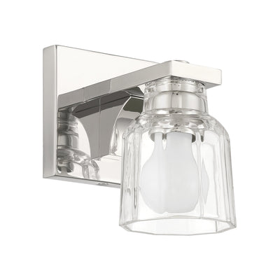 Dryden 5-inch 1-light Polished Nickel Vanity Light with Clear Ribbed Glass Shade