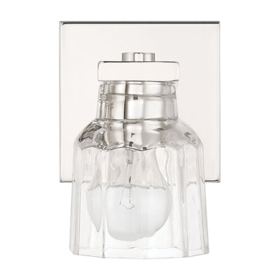 Dryden 5-inch 1-light Polished Nickel Vanity Light with Clear Ribbed Glass Shade
