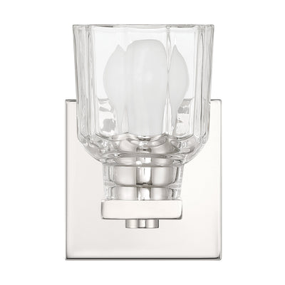 Dryden 5-inch 1-light Polished Nickel Vanity Light with Clear Ribbed Glass Shade