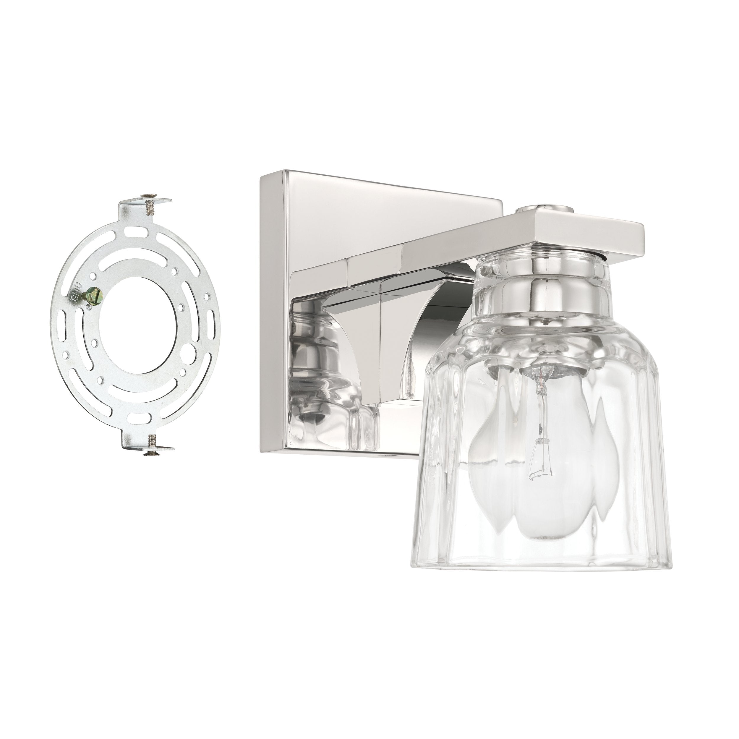 Dryden 5-inch 1-light Polished Nickel Vanity Light with Clear Ribbed Glass Shade