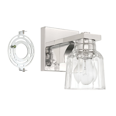 Dryden 5-inch 1-light Polished Nickel Vanity Light with Clear Ribbed Glass Shade