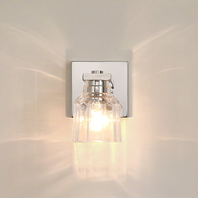 Dryden 5-inch 1-light Polished Nickel Vanity Light with Clear Ribbed Glass Shade