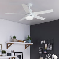 52 inch Aerodyne Wi-Fi Fresh White Ceiling Fan with LED Light Kit and Handheld Remote