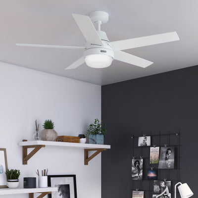 52 inch Aerodyne Wi-Fi Fresh White Ceiling Fan with LED Light Kit and Handheld Remote