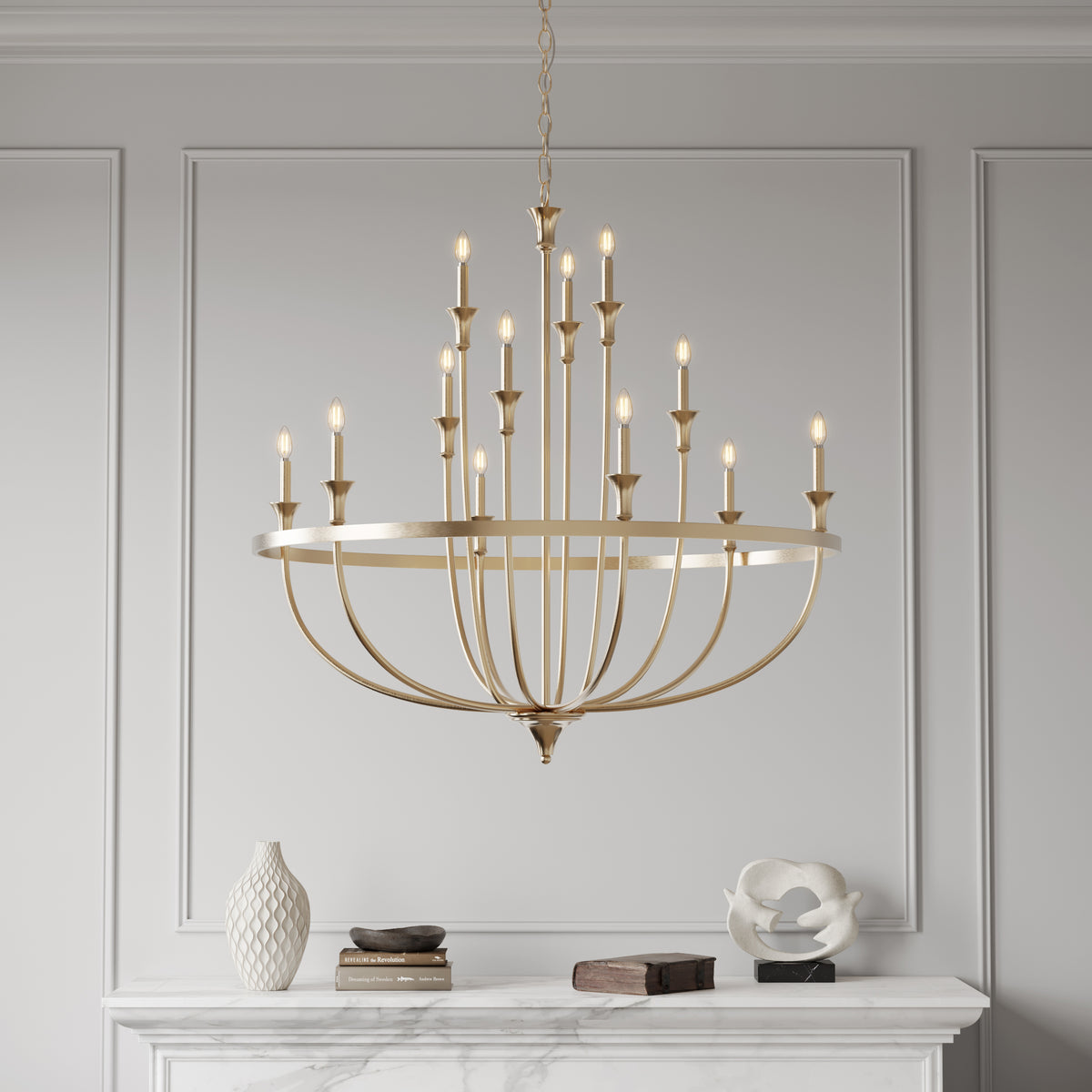 40.2'' Emery Modern Gold 12 Light Chandelier