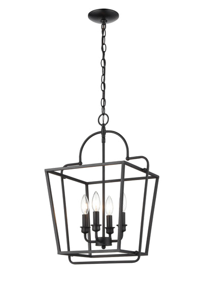 22''  Matte Black 4 Light Pendant