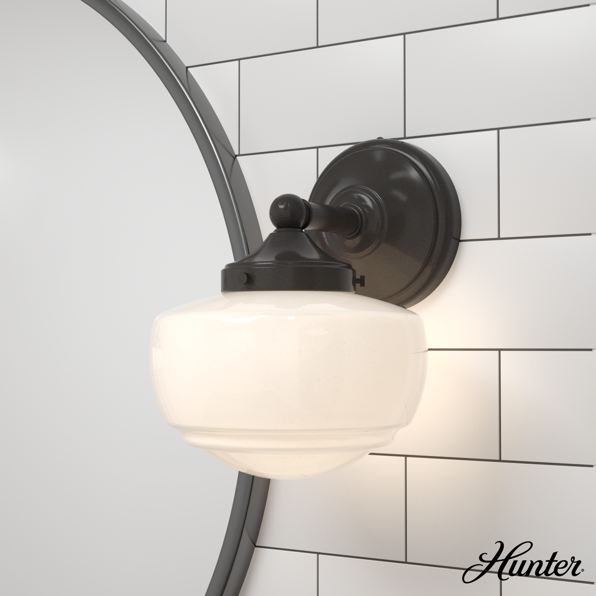 Saddle Creek 9.75-inch 1-light Noble Bronze Wall Sconce with Cased White Glass