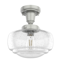 Saddle Creek 10-inch 1-light Brushed Nickel Schoolhouse Pendant with Seeded Glass