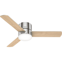 52 inch Minimus Brushed Nickel Low Profile Ceiling Fan with LED Light Kit and Handheld Remote