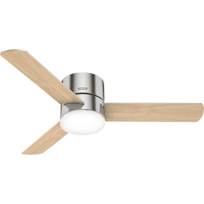 52 inch Minimus Brushed Nickel Low Profile Ceiling Fan with LED Light Kit and Handheld Remote