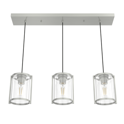 Astwood 28.5-inch 3-light Brushed Nickel Linear Pendant Cluster with Clear Glass