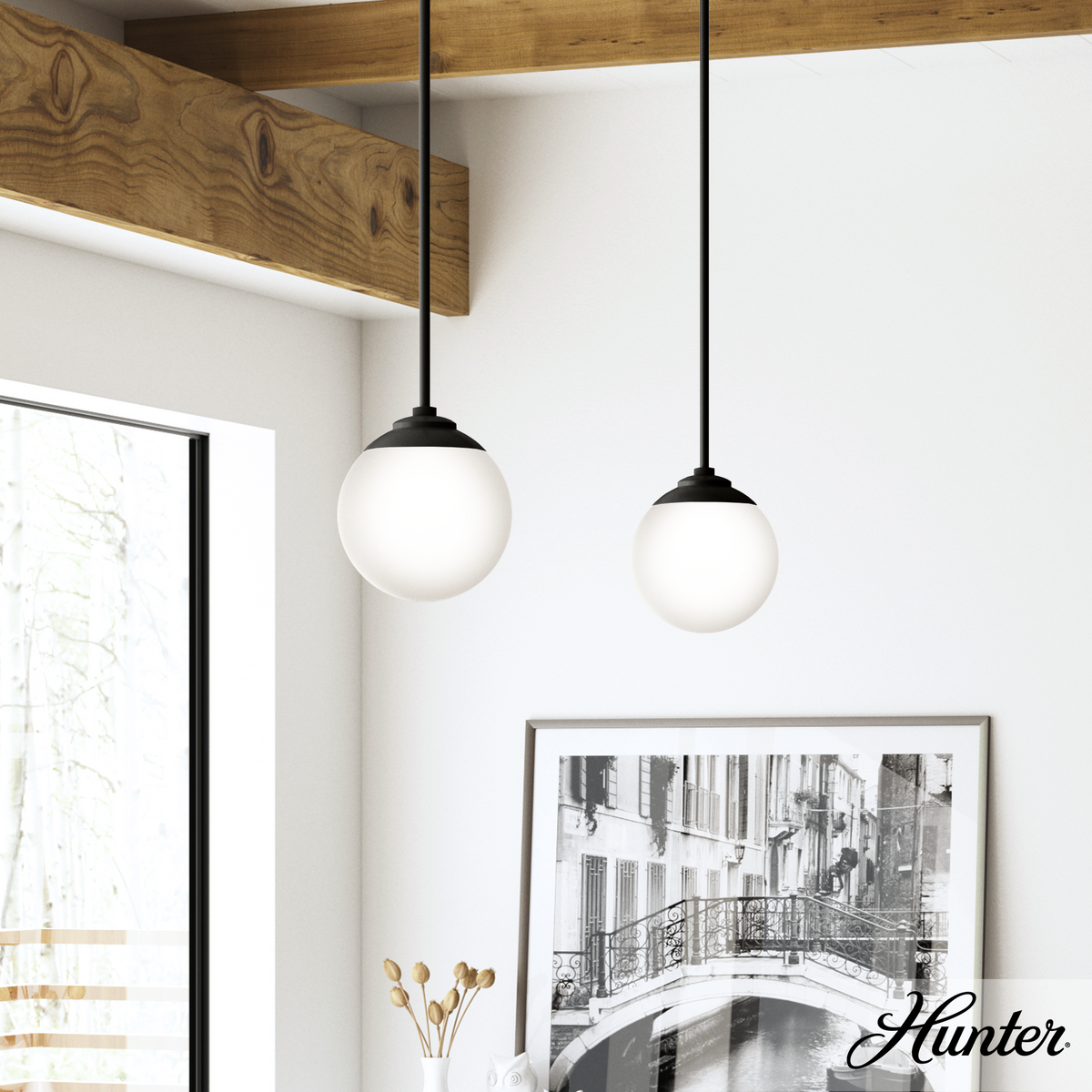 Station 14-inch 2-light Brushed Nickel Pendant with Frosted Cased White Glass