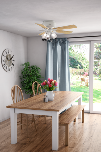52 inch Crestfield Fresh White Low Profile Ceiling Fan with LED Light Kit and Pull Chain
