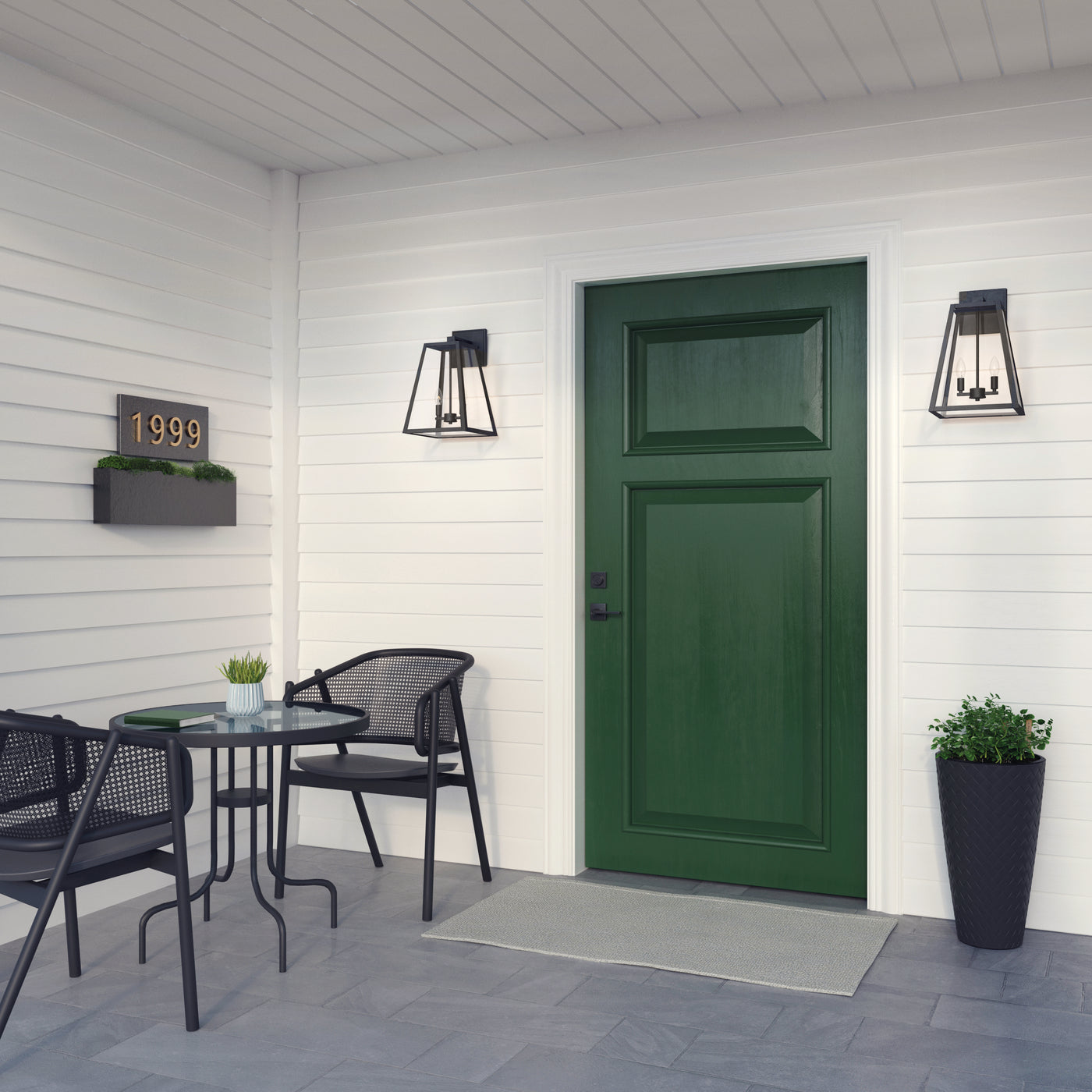 11'' Grant Powder Coated Black 2 Light Wall Sconce