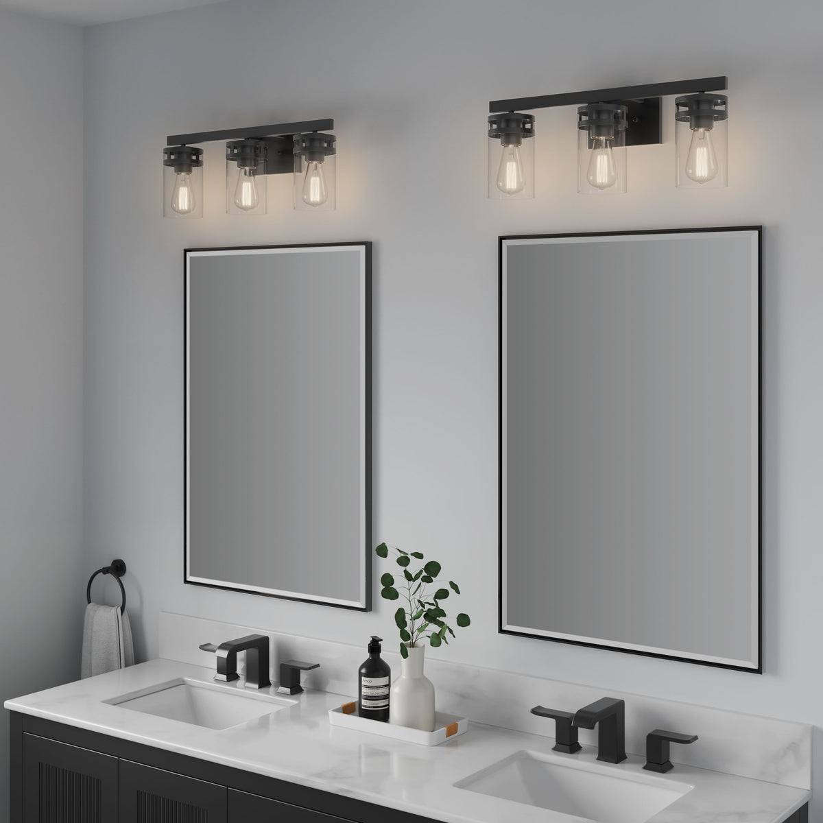 22'' Lunden Matte Black 3 Light Bath Vanity