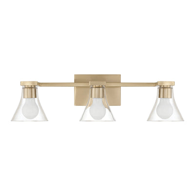 Gilford 24-inch 3-light Champagne Gold Vanity Light with Clear Glass Shades