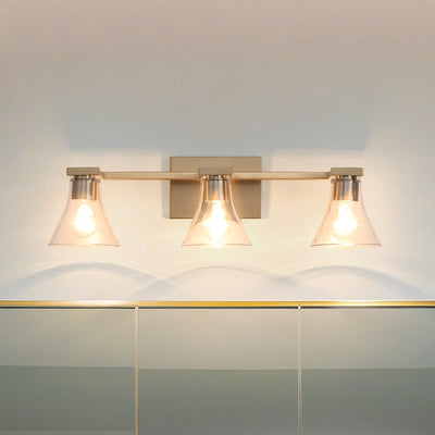 Gilford 24-inch 3-light Champagne Gold Vanity Light with Clear Glass Shades