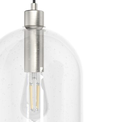 Lochemeade 9-inch 1-light Brushed Nickel Pendant with Clear Seeded Glass