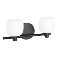 Valentina 15-inch 2-light Matte Black Vanity Light with Etched Opal Glass Shades