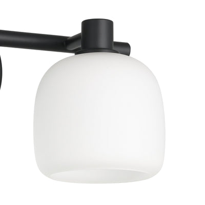 Valentina 15-inch 2-light Matte Black Vanity Light with Etched Opal Glass Shades