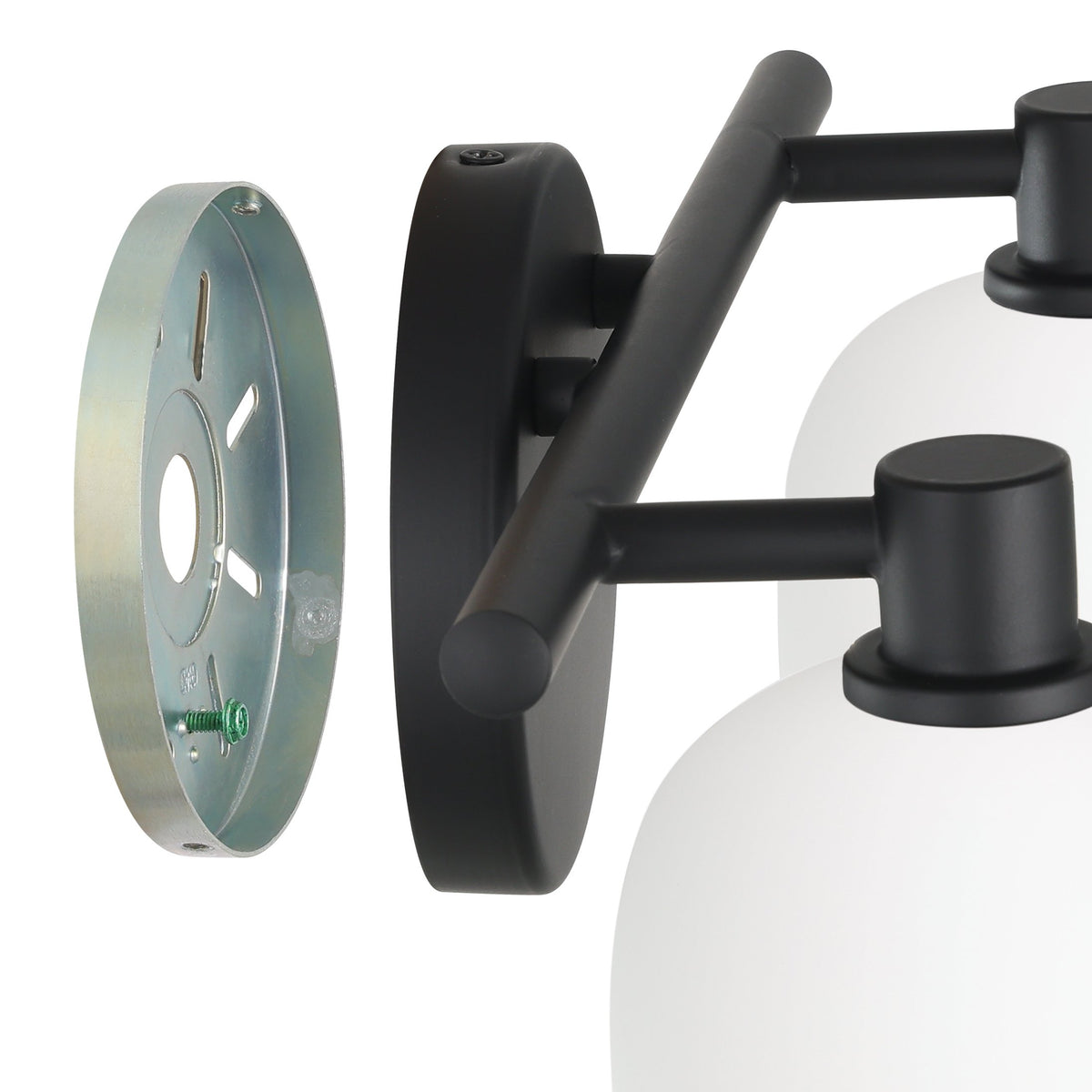 Valentina 15-inch 2-light Matte Black Vanity Light with Etched Opal Glass Shades