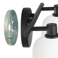 Valentina 15-inch 2-light Matte Black Vanity Light with Etched Opal Glass Shades