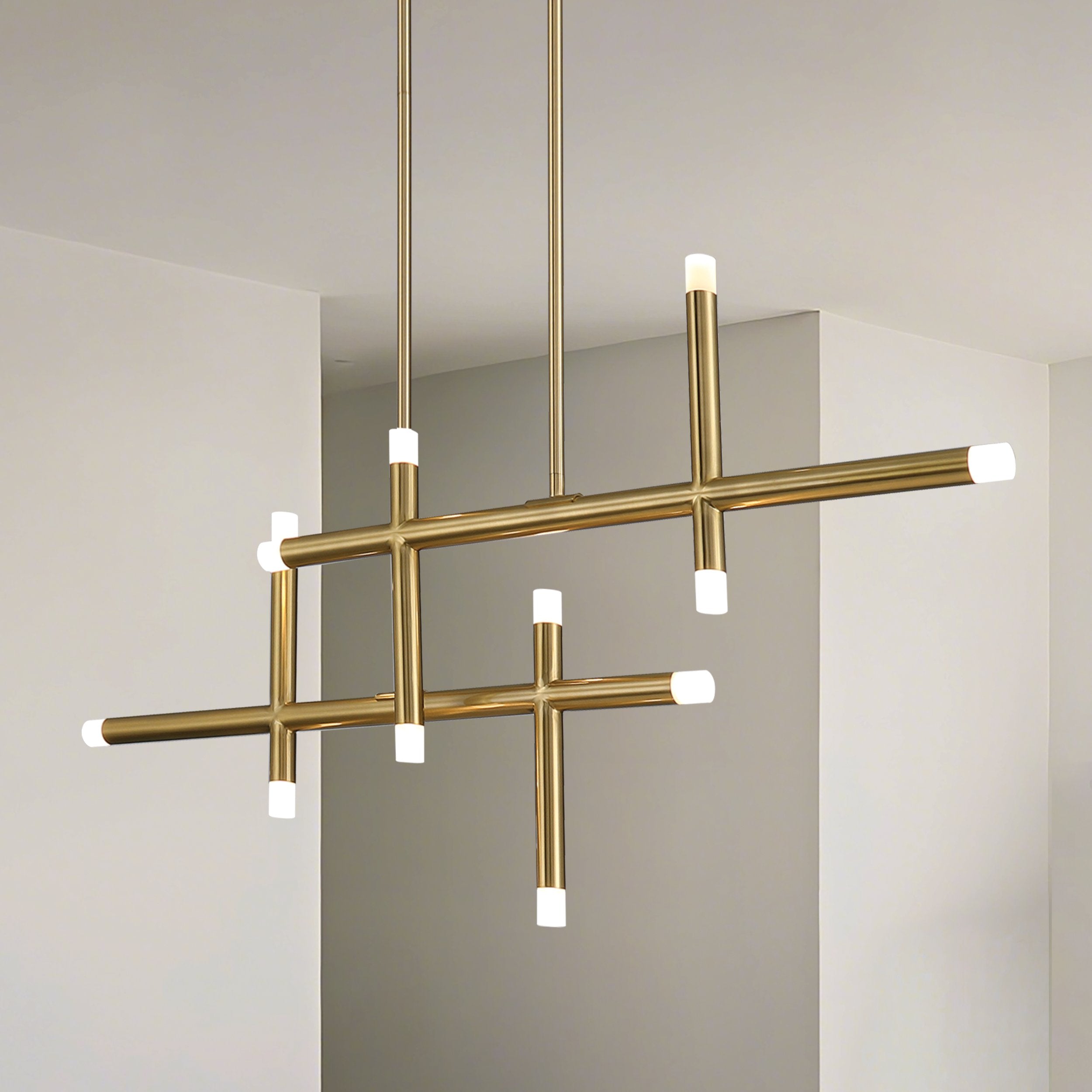 Manhattan 48-inch 12-light Brushed Gold LED Linear Chandelier